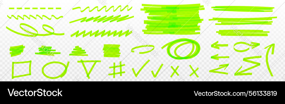 Highlight marker lines and underlines frames set Highlight marker lines and underlines frames set vector image