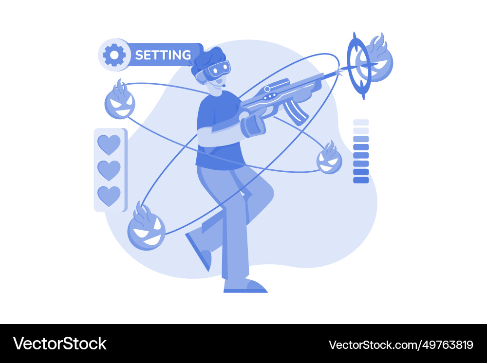 Man playing vr action shooting game Vector Image