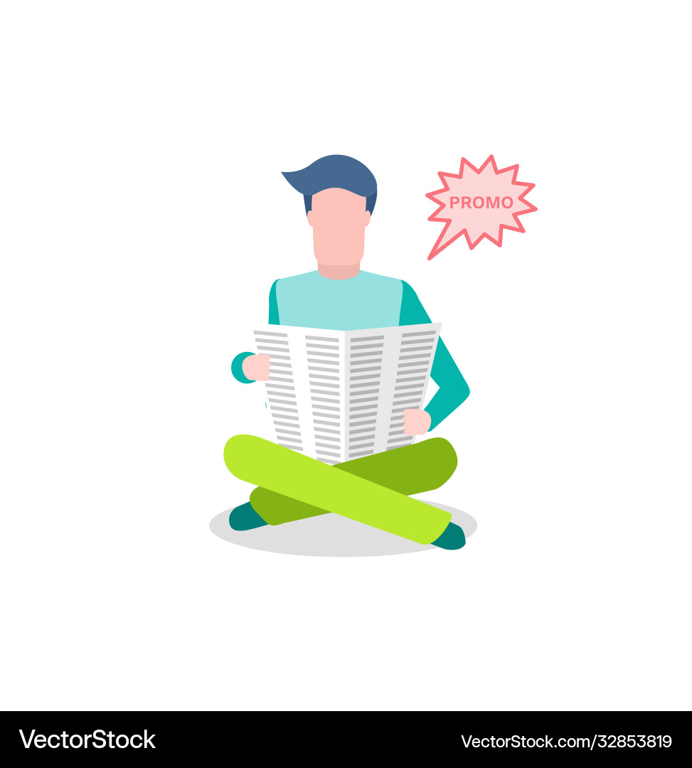 Man reading newspaper reader looking at page Man reading newspaper reader looking at page vector image