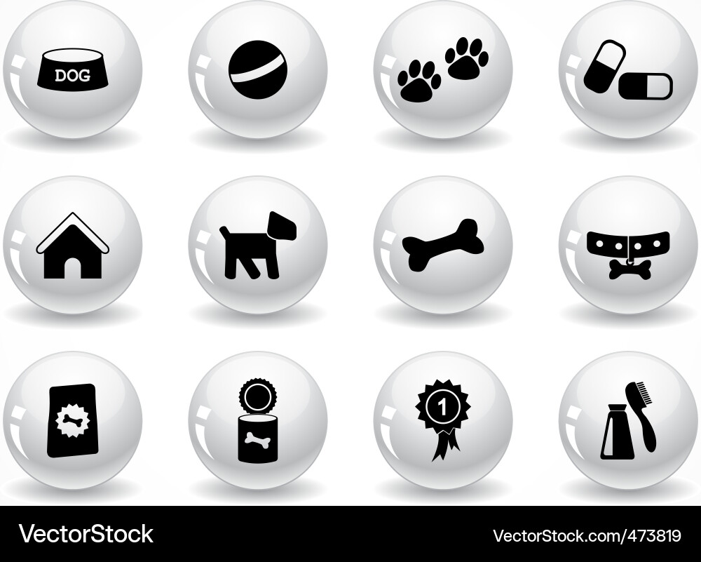 Pet Icon Set - Circular Buttons vector image