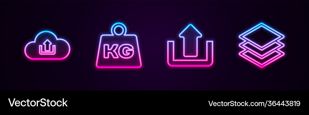Set line cloud upload weight and layers Set line cloud upload weight and layers Vector Image