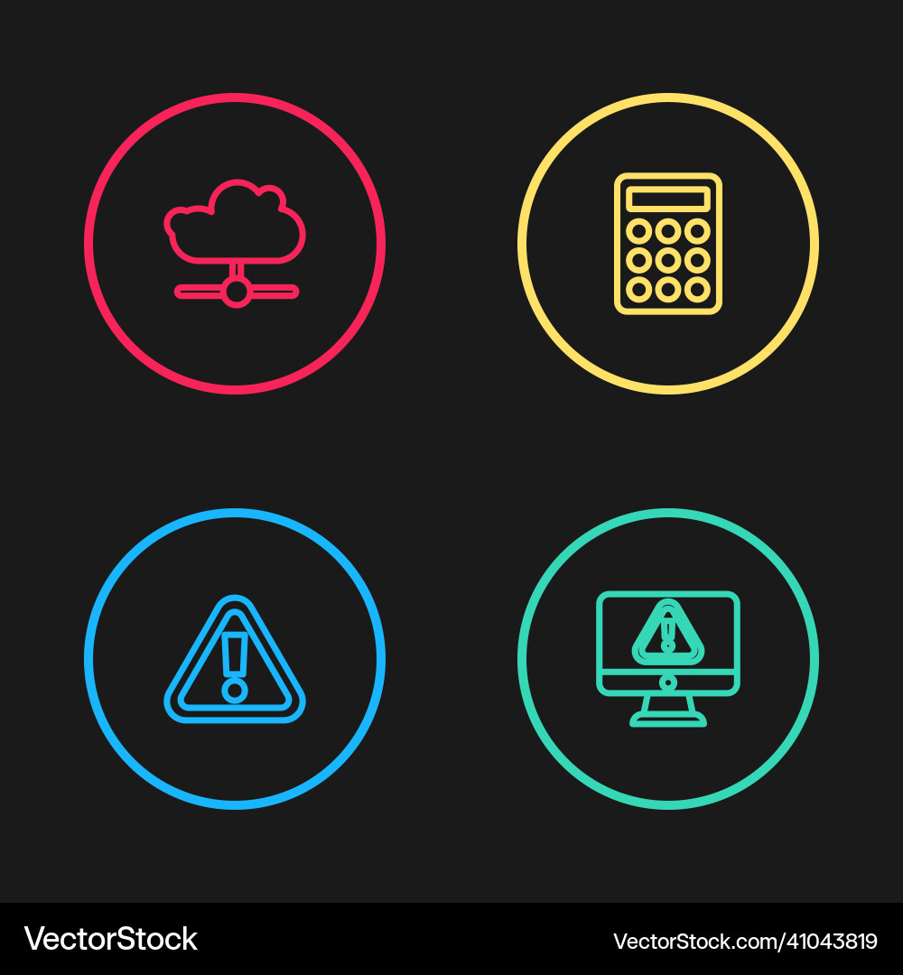 Set line exclamation mark in triangle monitor Set line exclamation mark in triangle monitor vector image