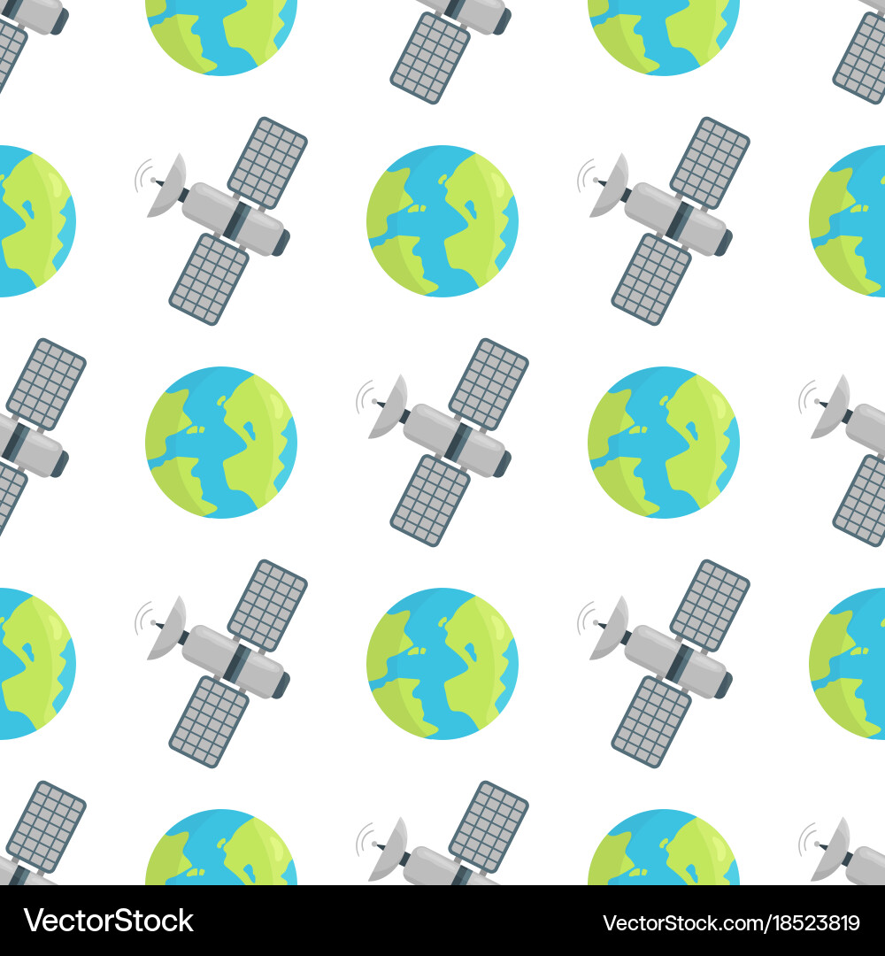 Space landing planets spaceship seamless pattern vector image