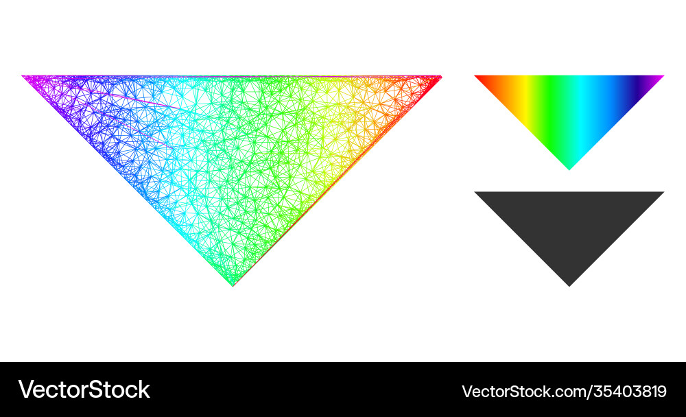 Spectral network gradient arrowhead down icon Vector Image