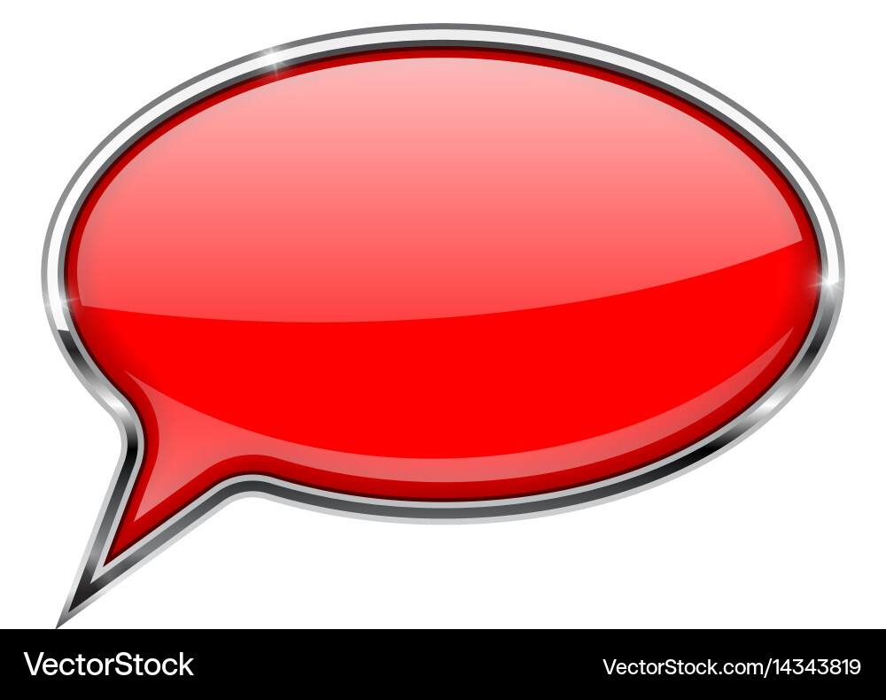 Speech bubble red 3d icon with chrome frame vector image