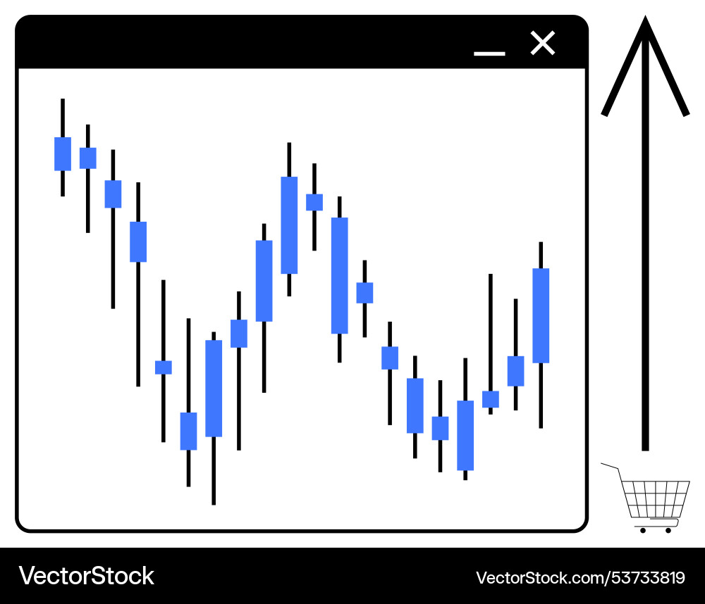 Stock market growth with candlestick chart and Vector Image