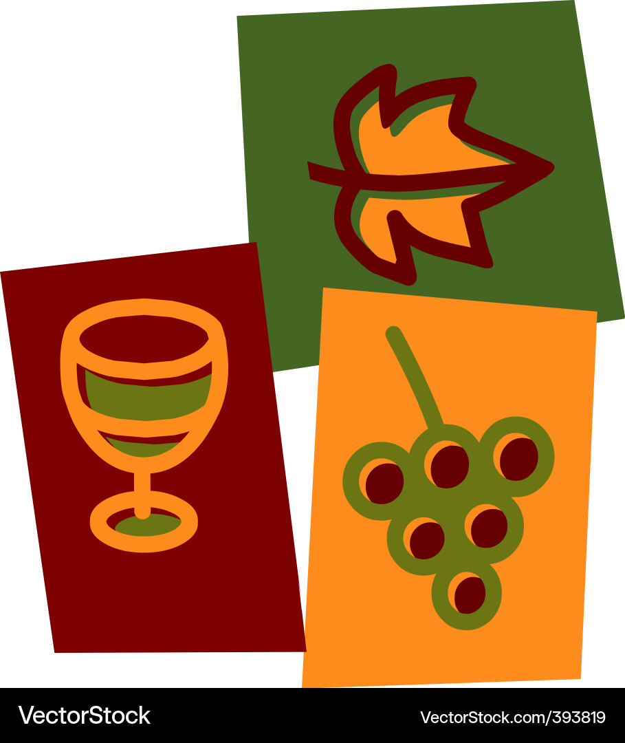 Wine and Grapes - Celebration Vector Image