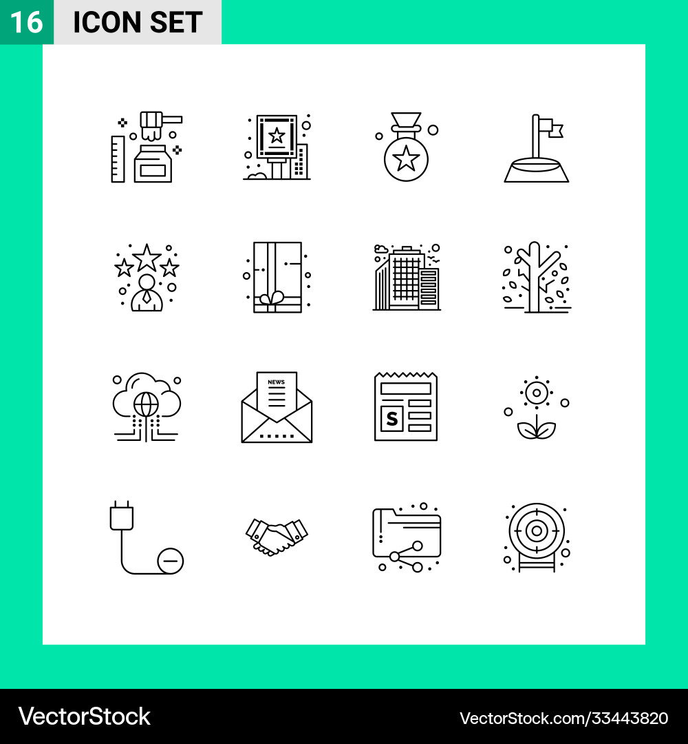 16 universal outlines set for web and mobile Vector Image