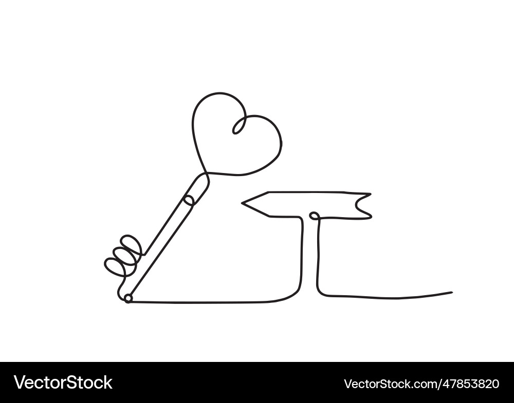 Abstract heart-key with comment as continuous vector image