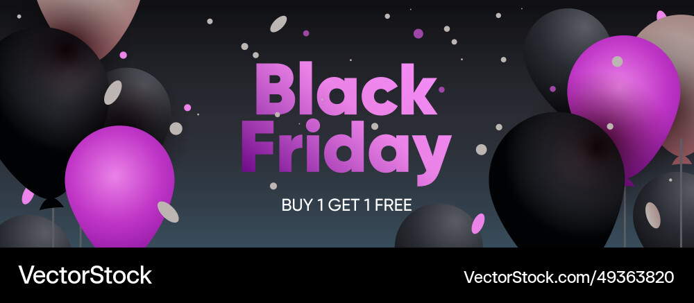 Black friday sale horizontal banner flying glossy Black friday sale horizontal banner flying glossy vector image