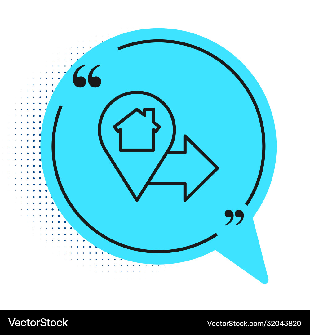 Black line map pointer with house icon isolated Black line map pointer with house icon isolated vector image