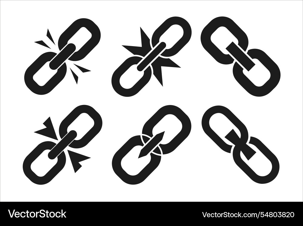 Broken chain link icons set for website design Broken chain link icons set for website design Vector Image