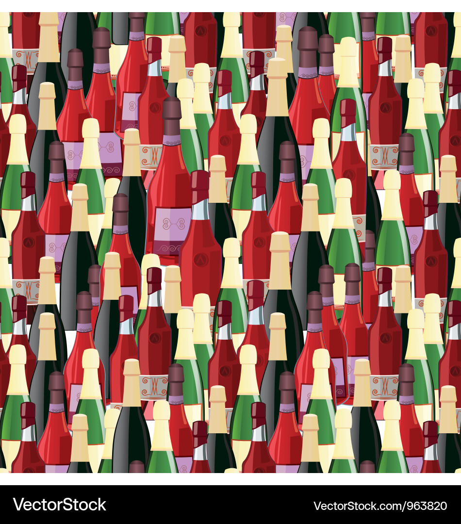 Champagne Bottle Seamless Pattern vector image