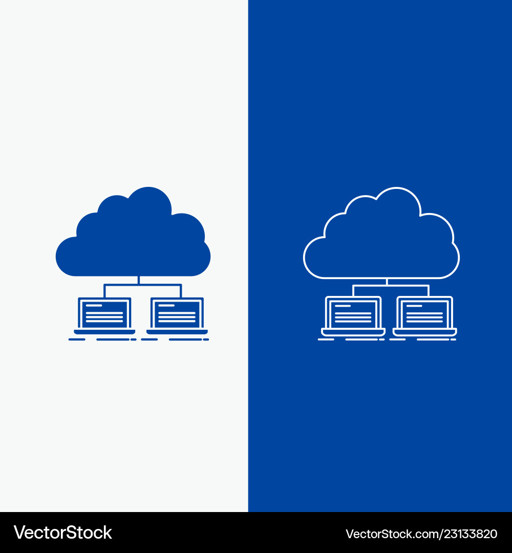 Cloud network server internet data line and glyph Cloud network server internet data line and glyph Vector Image