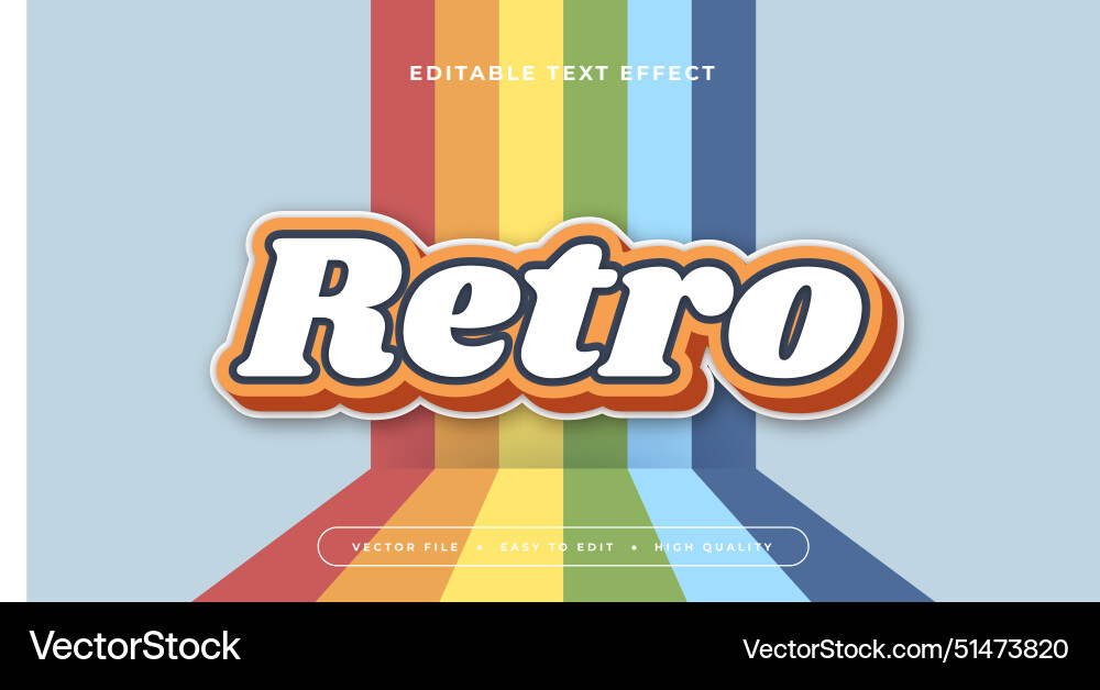 Colorful retro 3d editable text effect - font Colorful retro 3d editable text effect - font Vector Image