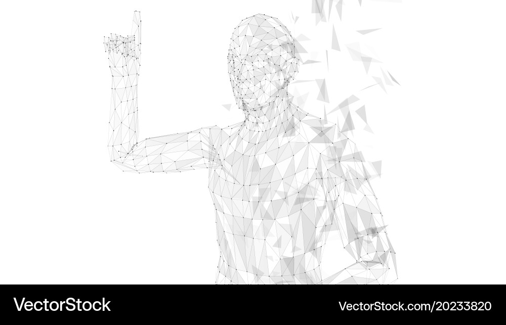 Conceptual abstract man pointing finger up Vector Image