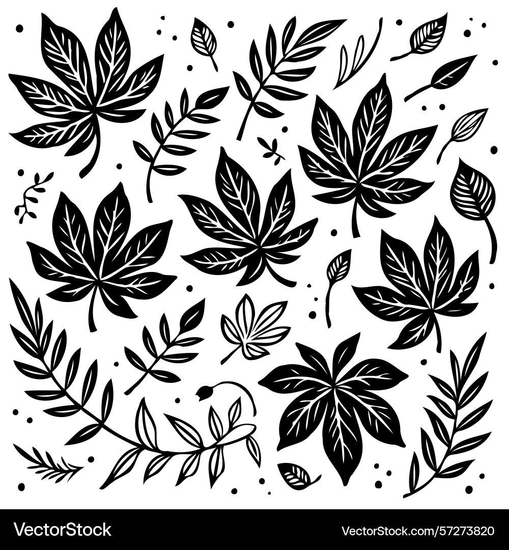 Elegant monochrome botanical pattern of assorted Elegant monochrome botanical pattern of assorted Vector Image