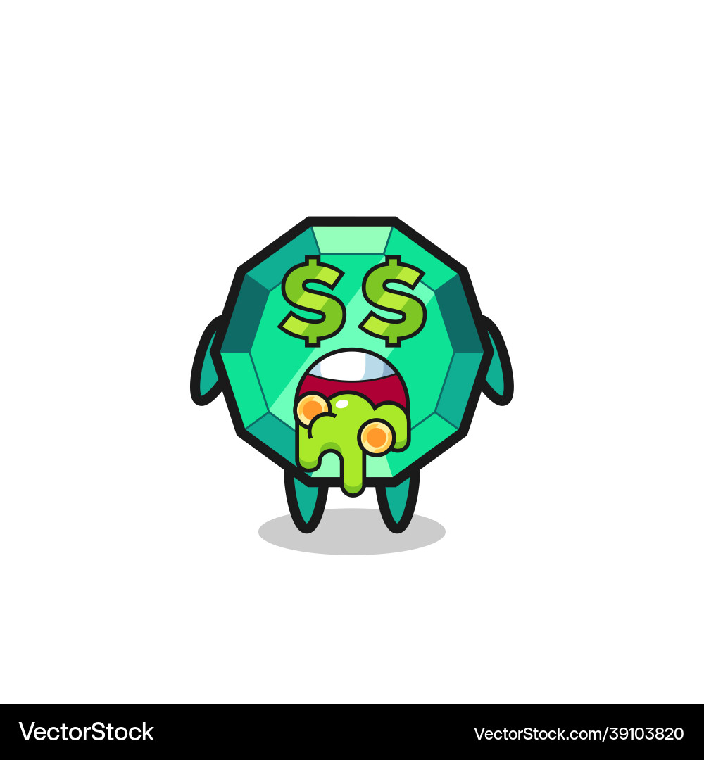 Emerald gemstone character with an expression Emerald gemstone character with an expression Vector Image