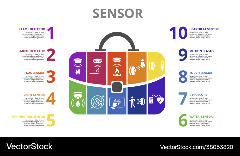 Infographic sensor template icons in different Infographic sensor template icons in different vector image