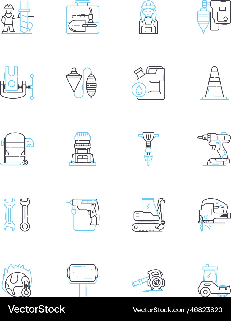 Intelligent design linear icons set creationism Intelligent design linear icons set creationism vector image