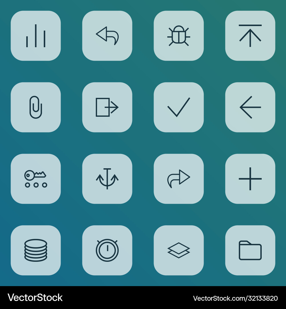 Interface icons line style set with second meter vector image