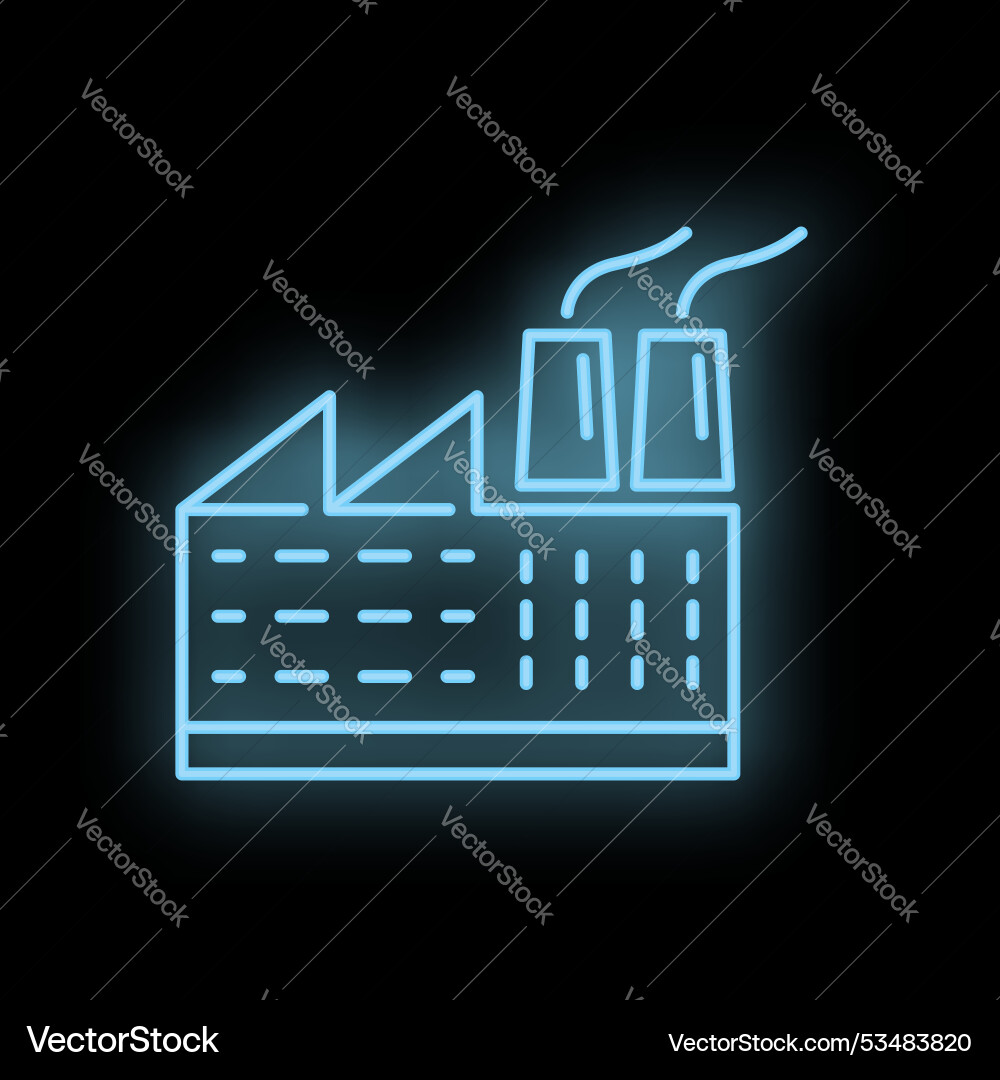 Neon icon representing a polluting factory Neon icon representing a polluting factory Vector Image