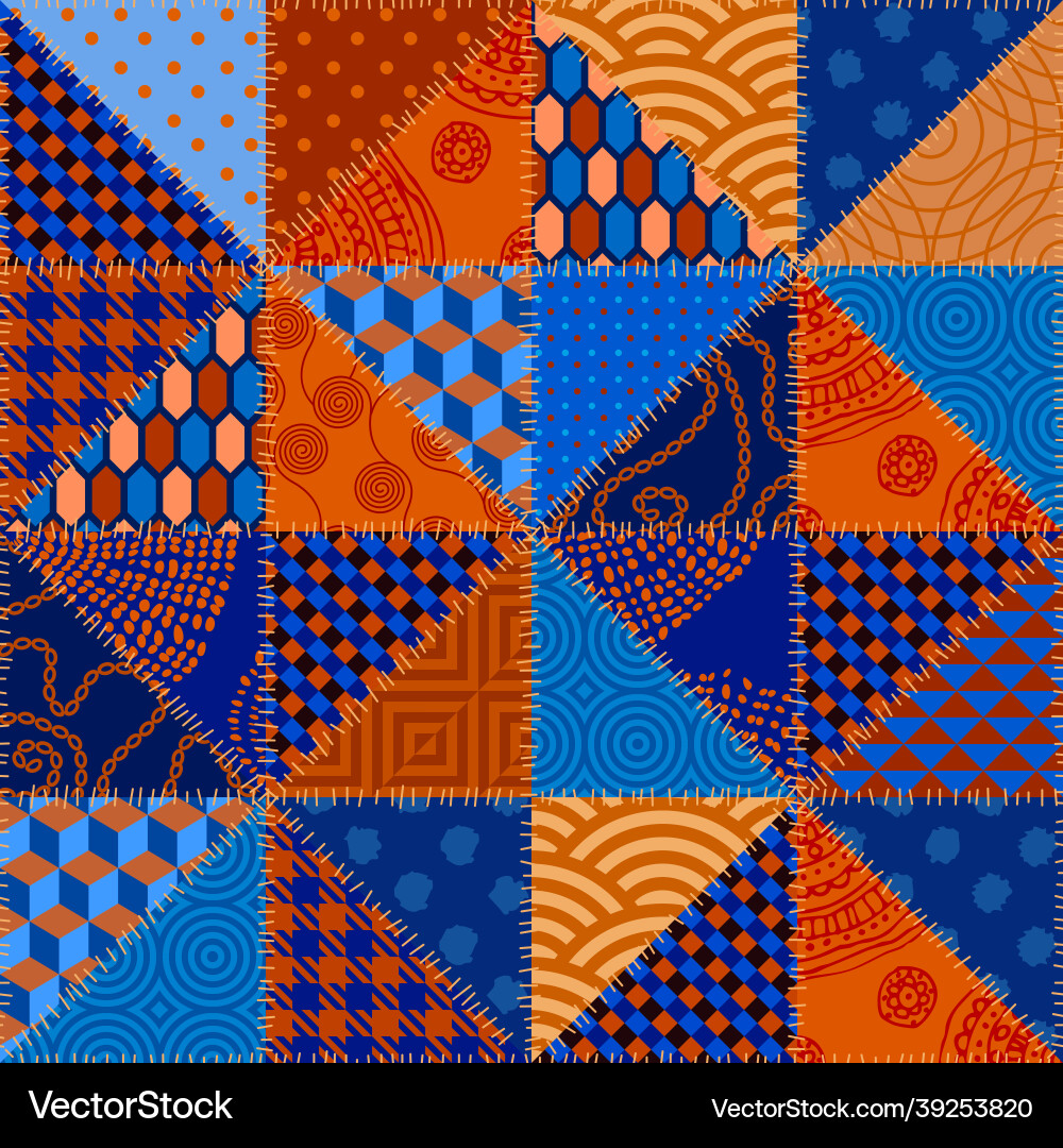 Patchwork textile pattern seamless quilting Patchwork textile pattern seamless quilting vector image