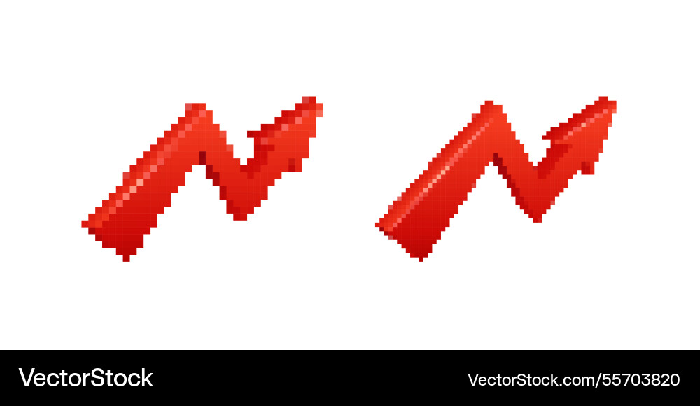 Pixelated and smooth red arrows showing steady vector image