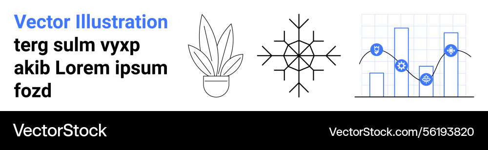 Plant snowflake and bar chart with line graph Plant snowflake and bar chart with line graph Vector Image