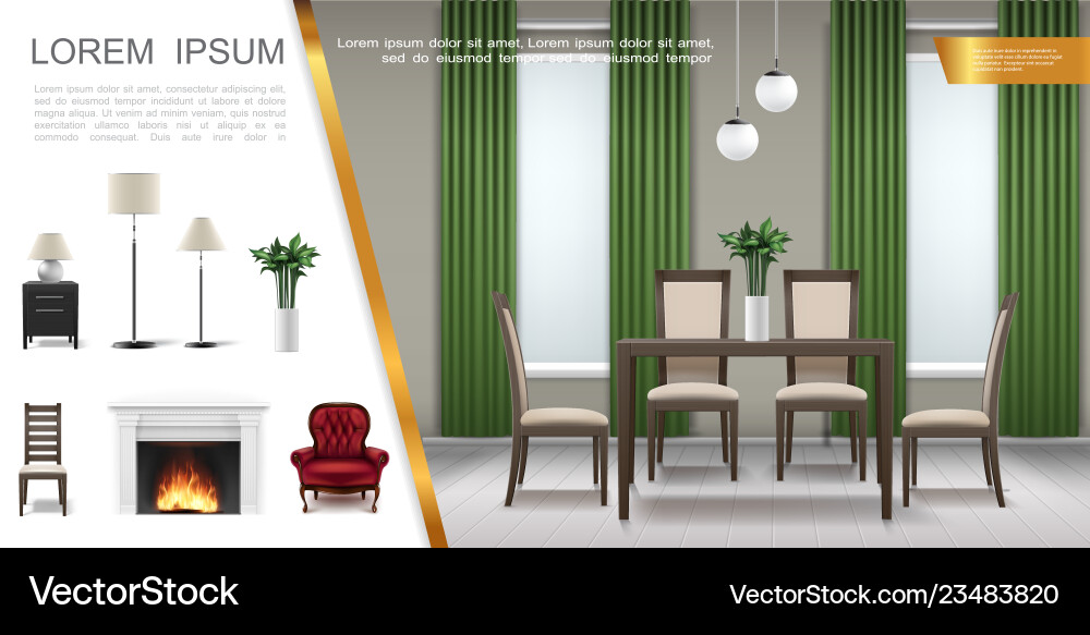 Realistic home interior composition Royalty Free Vector