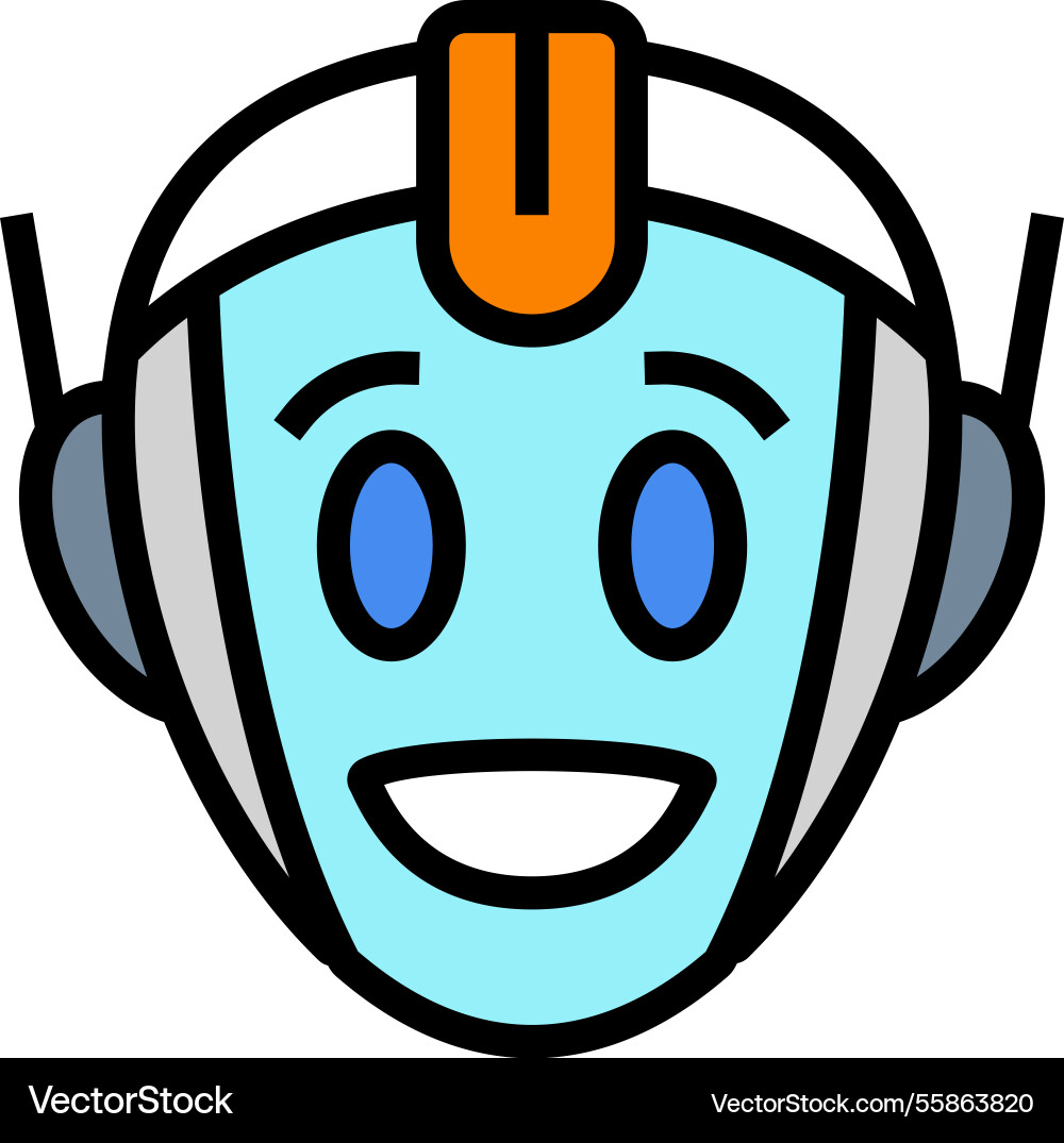 Robot face smile social robotics color icon vector image