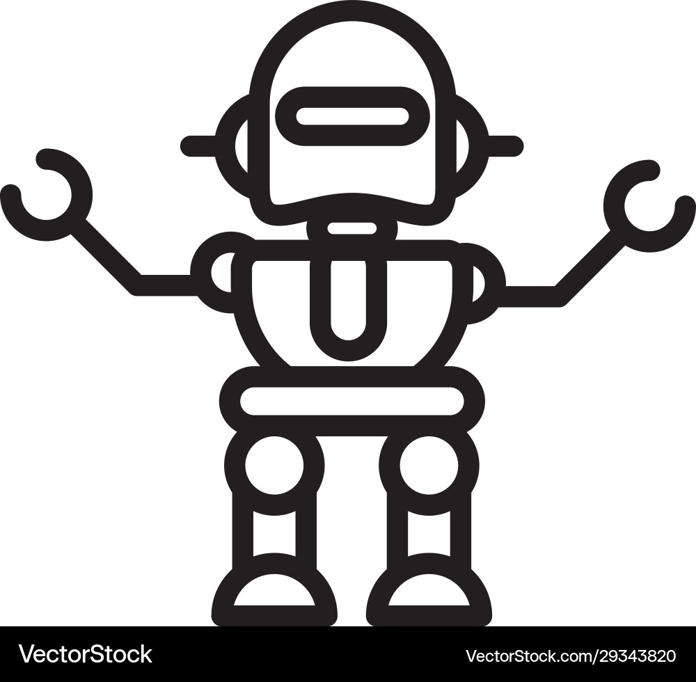 Robot innovation technology character linear Robot innovation technology character linear vector image