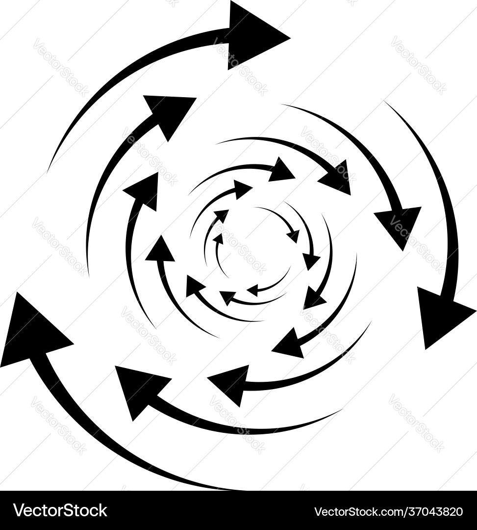 Rotating arrows concentric radial and circular Vector Image