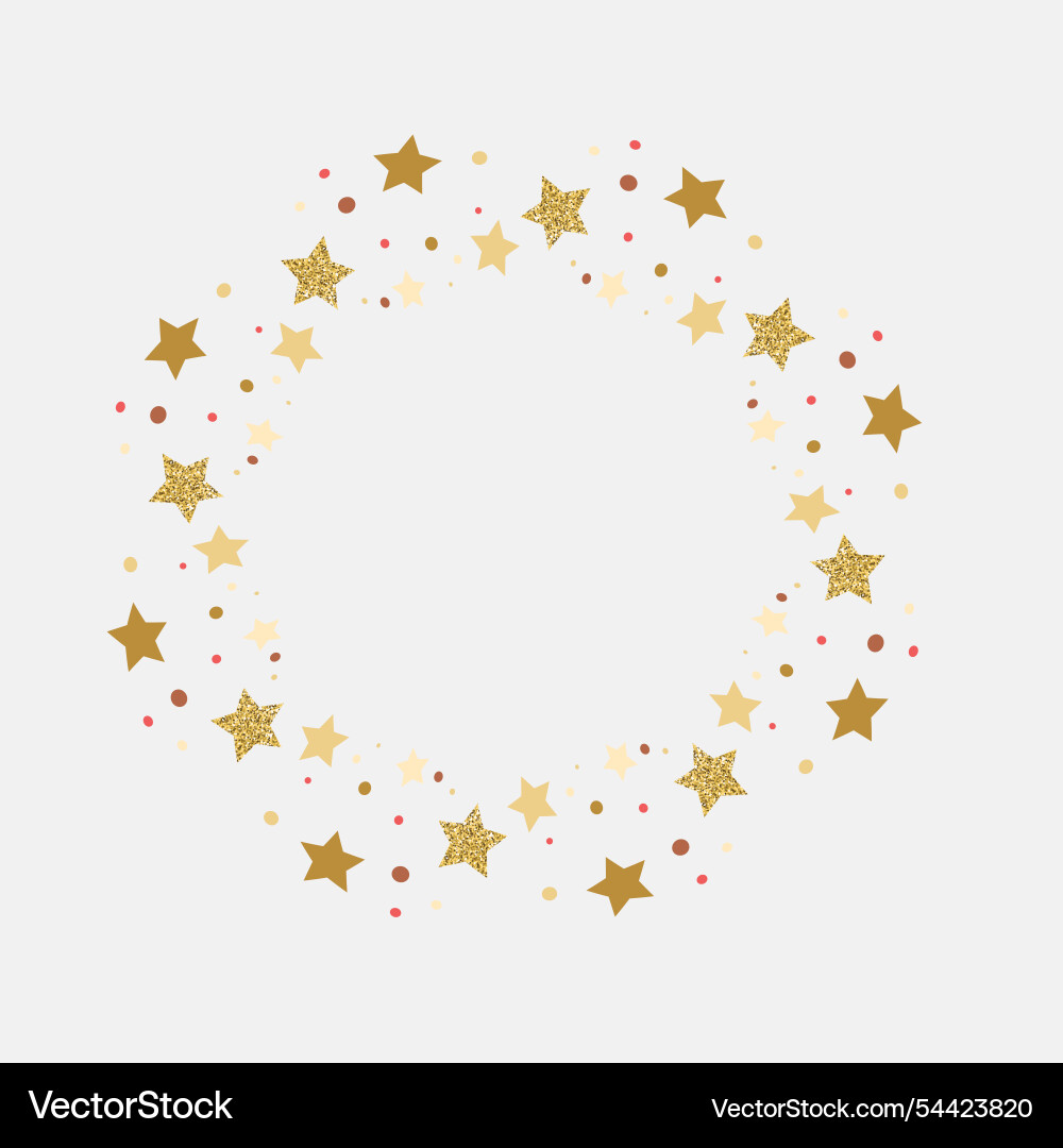 Round gold frame made of stars star brush Round gold frame made of stars star brush vector image
