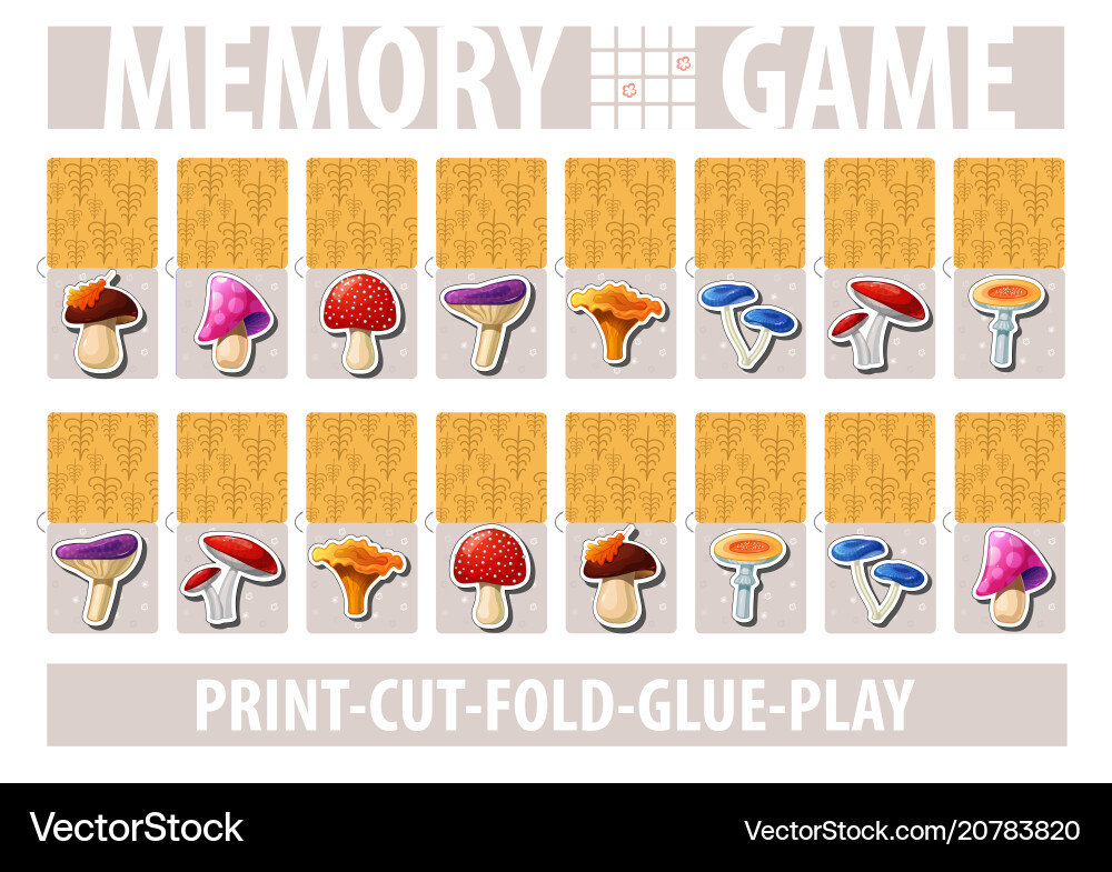 Set of cards for memory game with cartoon Vector Image