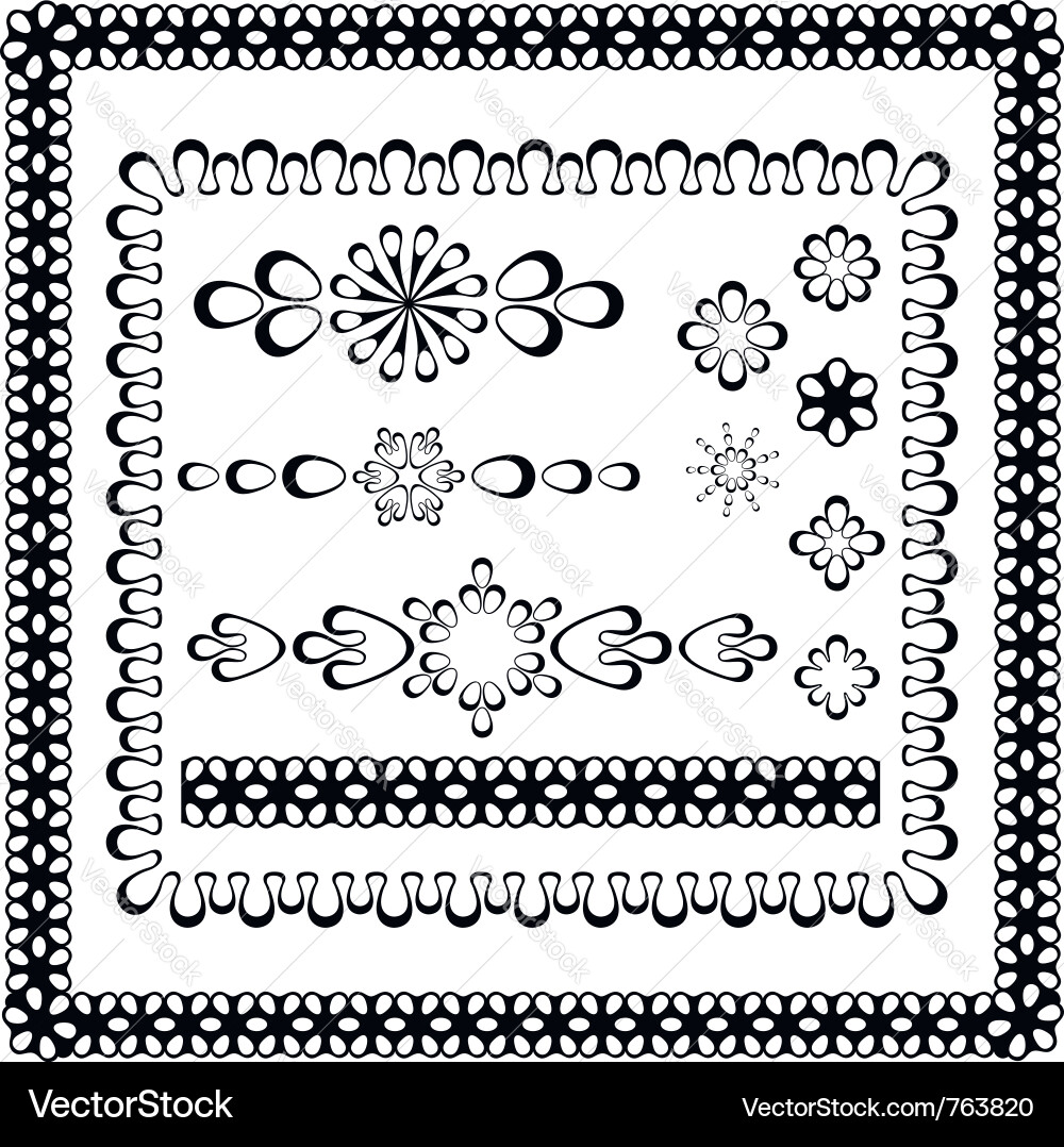 Set of graphic frames and design elements Vector Image