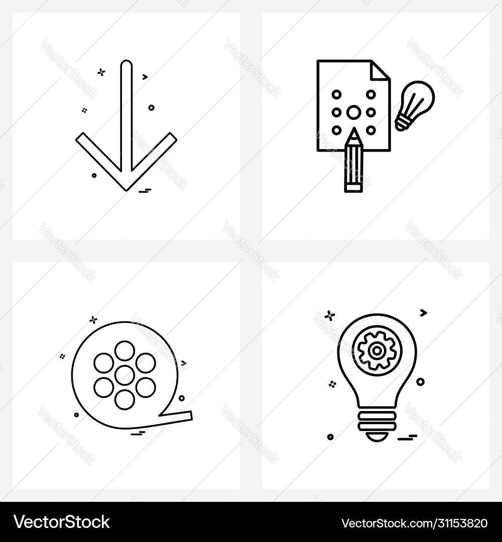 Simple set 4 line icons such as arrow movie Vector Image
