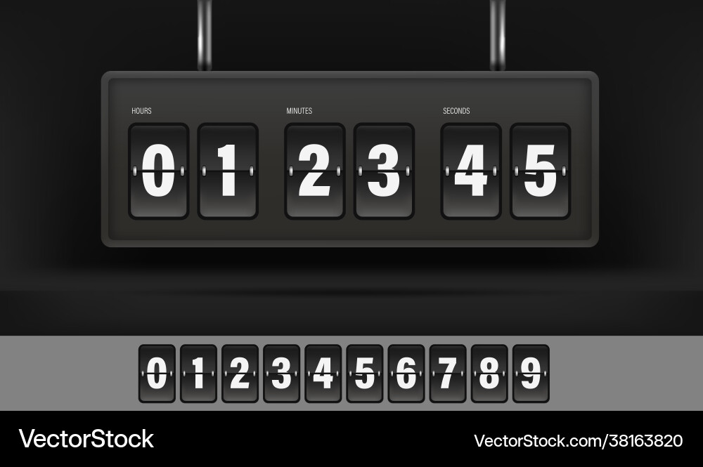 Vintage style flipping timer and numbers set Vector Image