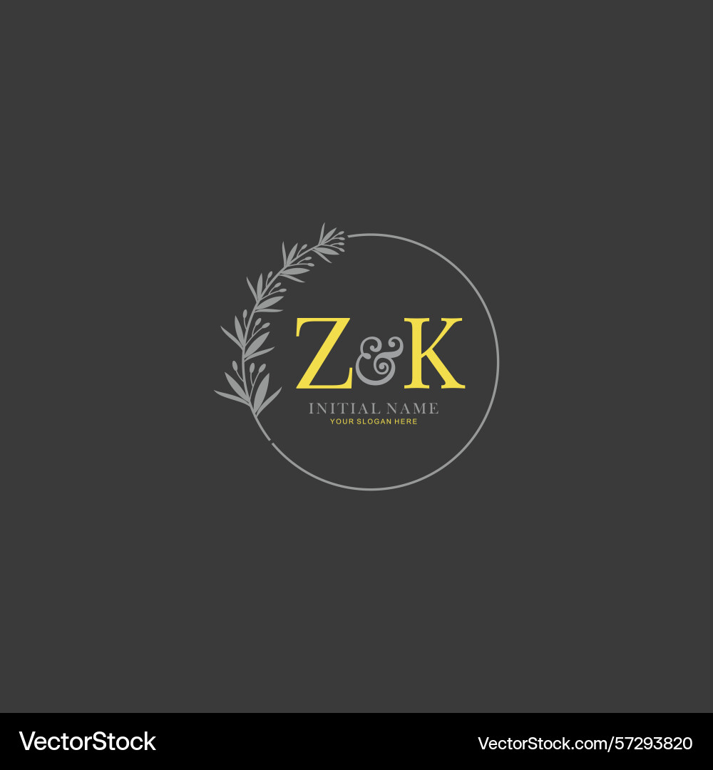 Zk initial logo templates with botanical elements Zk initial logo templates with botanical elements vector image