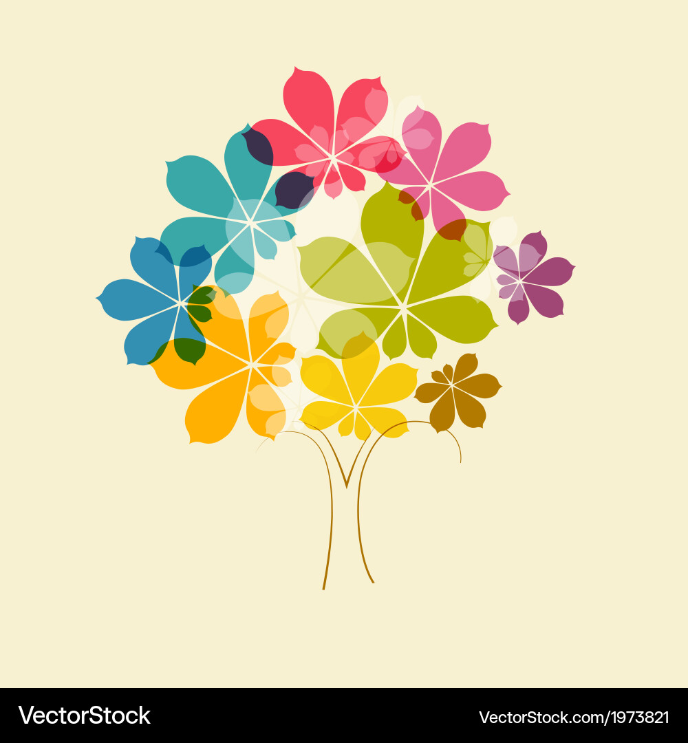 Abstract colorful tree on old paper background vector image