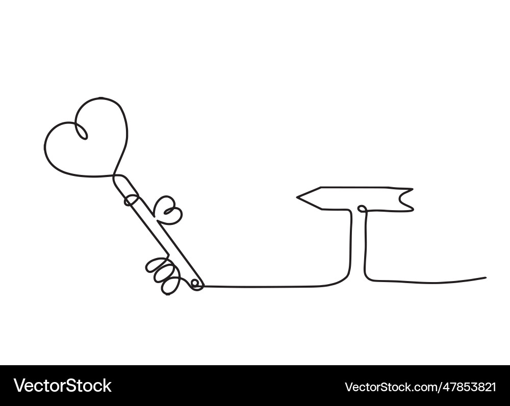 Abstract heart-key with comment as continuous vector image