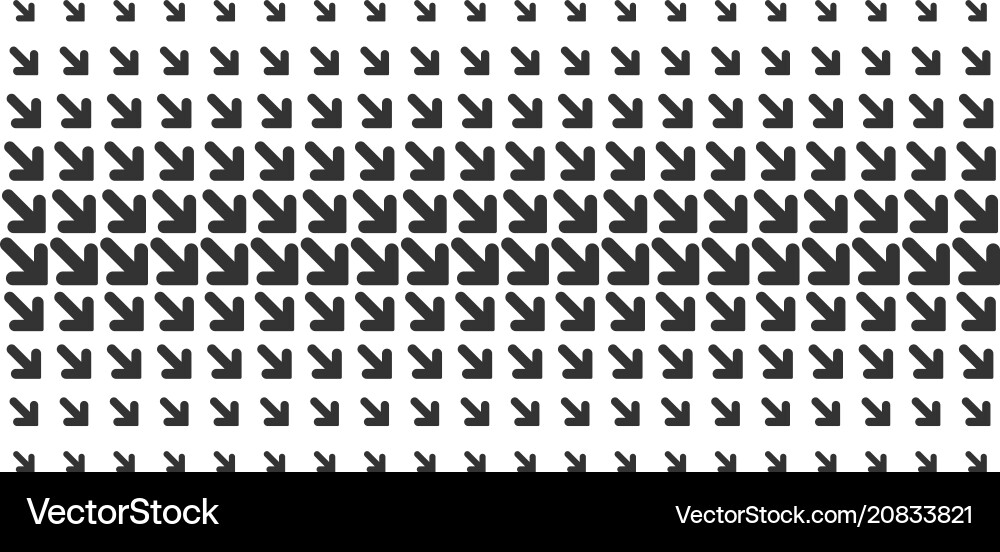 Arrow down right shape halftone array Arrow down right shape halftone array Vector Image
