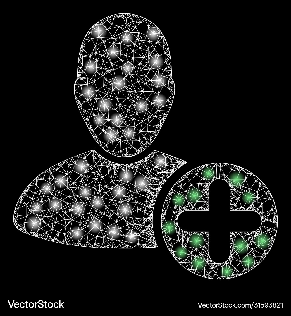 Bright web mesh add user with lightspots Bright web mesh add user with lightspots vector image