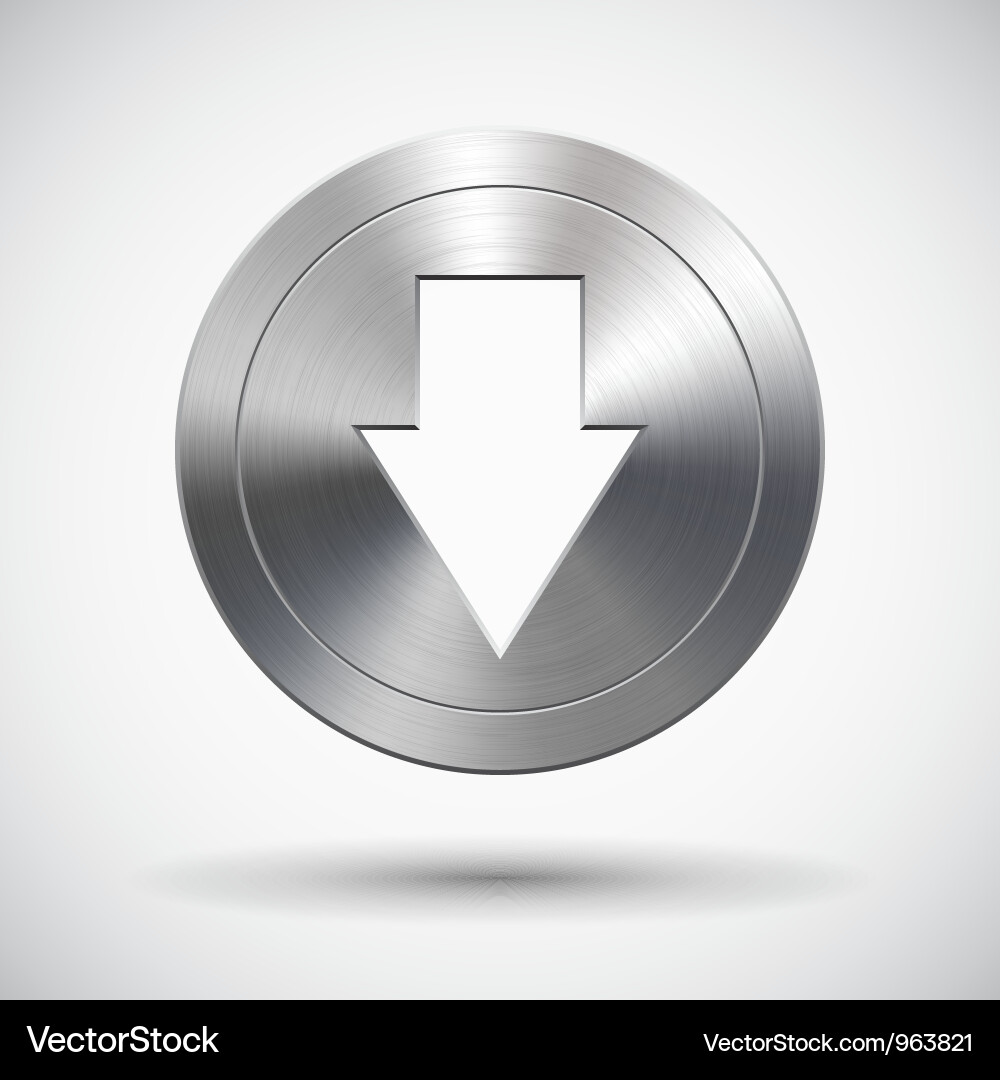Chrome Down Arrow Button Vector Image