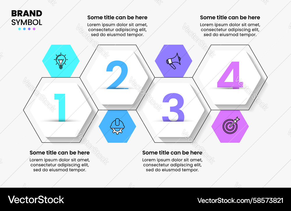 Connected Hexagon Workflow Template Vector Image