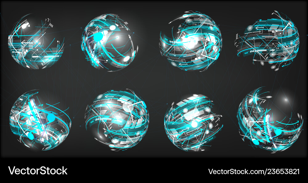 Design elements set in dark colors icons 3d balls Design elements set in dark colors icons 3d balls Vector Image