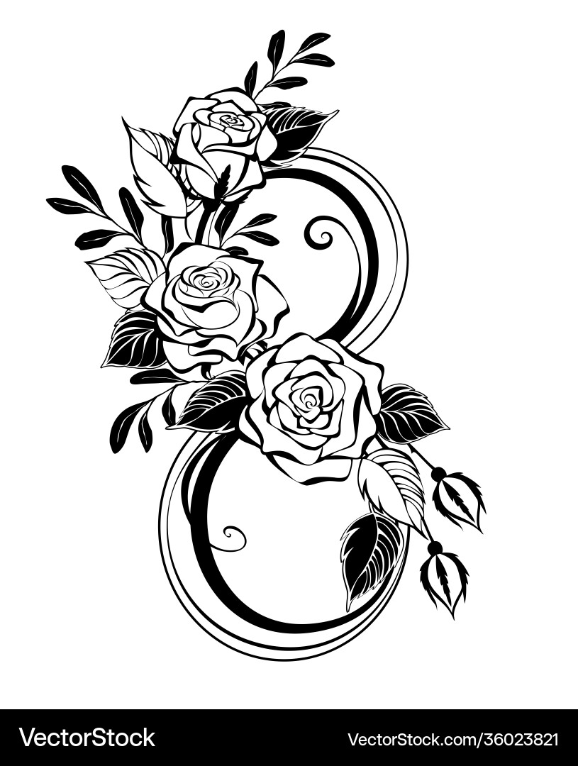 Eight with contour roses Eight with contour roses Vector Image
