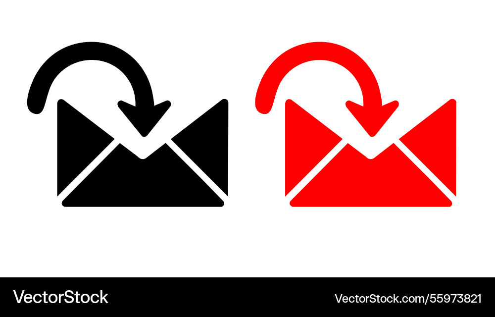 Email inbox icons in black and red vector image