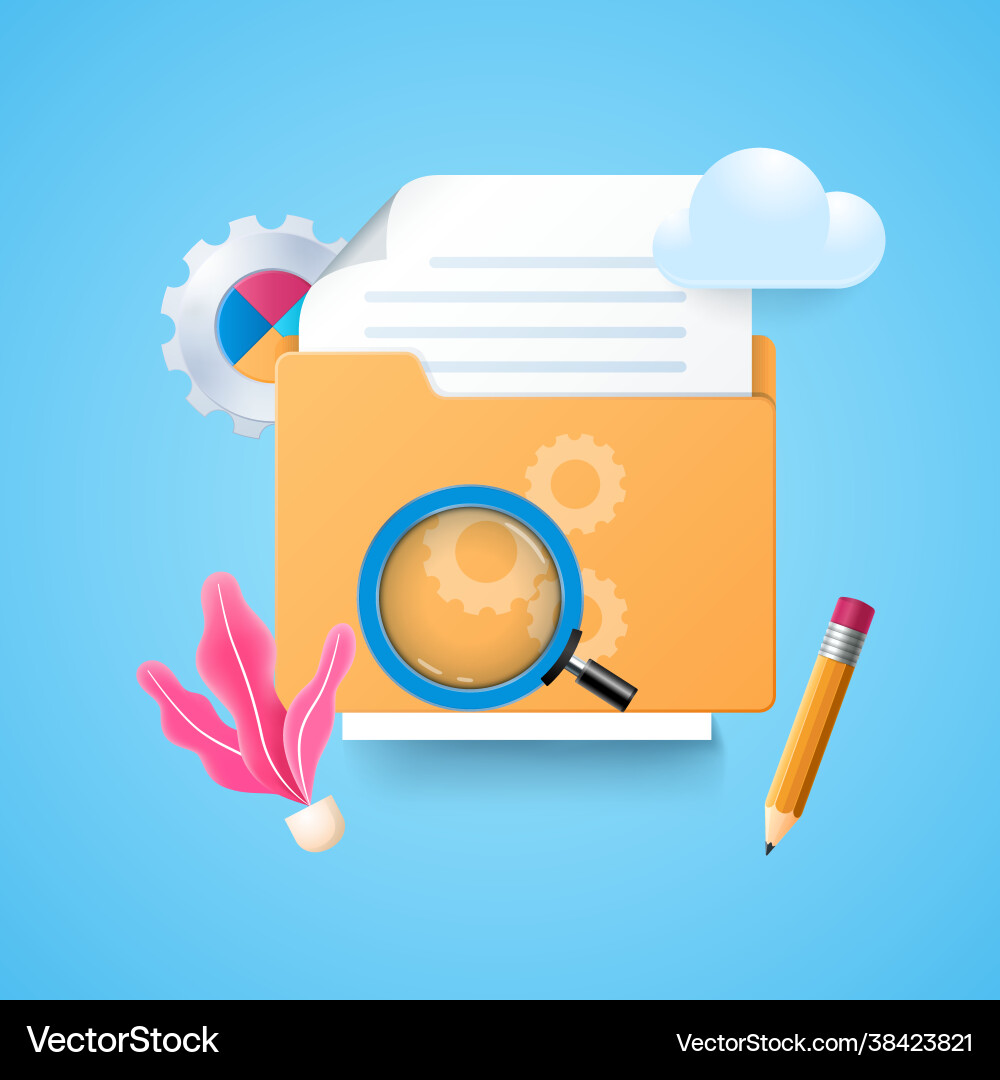 File management in 3d style Vector Image