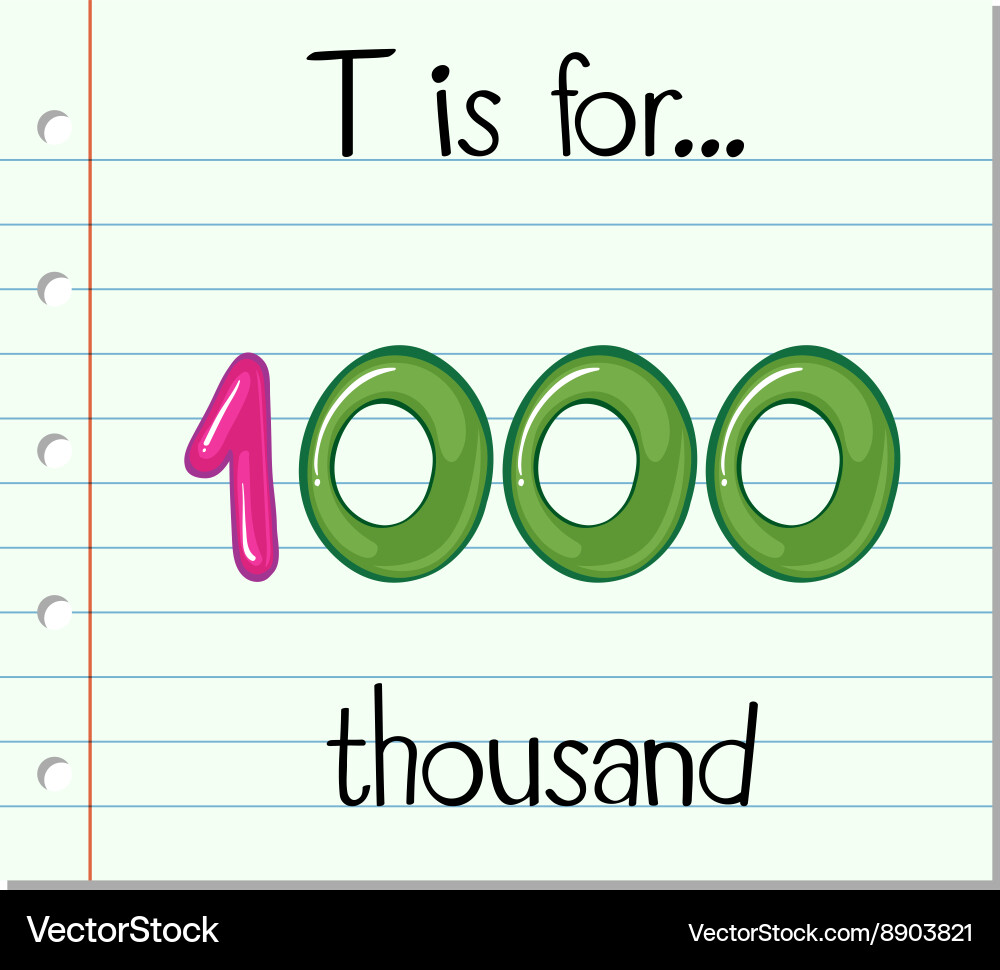 Flashcard letter t is for thousand Vector Image